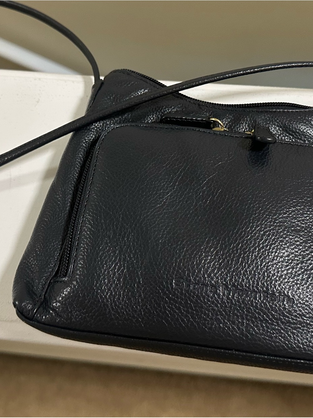 Stone Mountain Accessories Deep Navy Pebbled Leather Crossbody Bag